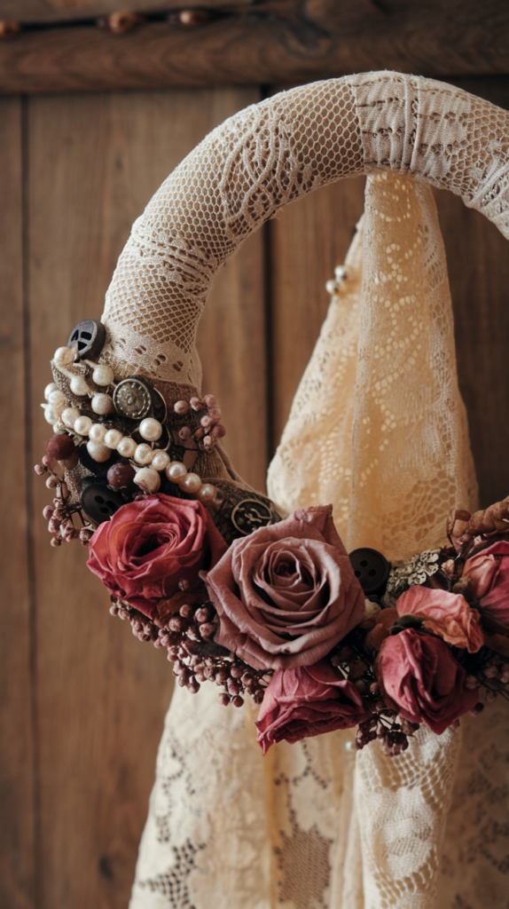 literally anyone can make these!, a photo of a vintage inspired wreath wit cover