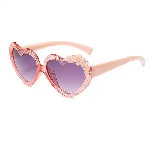 OZPYKAE Girl Heart Flower Sunglasses,Heart Shaped Cute Glasses UV 400 Protection Outdoor Girl Boy Gifts Eyewear Sunglasses