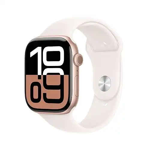 Apple Watch Series 10 [GPS 46mm case] Smartwatch with Rose Gold Aluminium Case with Light Blush Sport Band - M/L