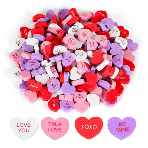 200 Pieces Heart Shape Erasers Valentine's Day Erasers Mini Erasers for Kids Bulk Love You Erasers Pencil Erasers Erasers for Classroom Exchange Gift School Rewards Prizes Party Supply