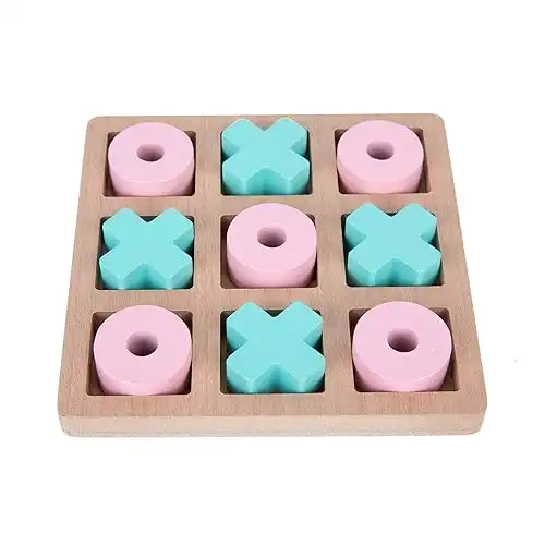 Tic-Tac-Toe Game, Wooden Tic-Tac-Toe Game, Small Tic-Tac-Toe Game, Children's Indoor Party Game, Very Suitable for Backyard Entertainment