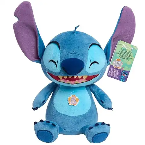 Just Play Disney Stitch Crack Me Up Stitch 11-inch Plush with Sounds and Motion, Wiggles, Giggles, and Laughs, Stuffed Animal, Kids Toys for Ages 3 Up