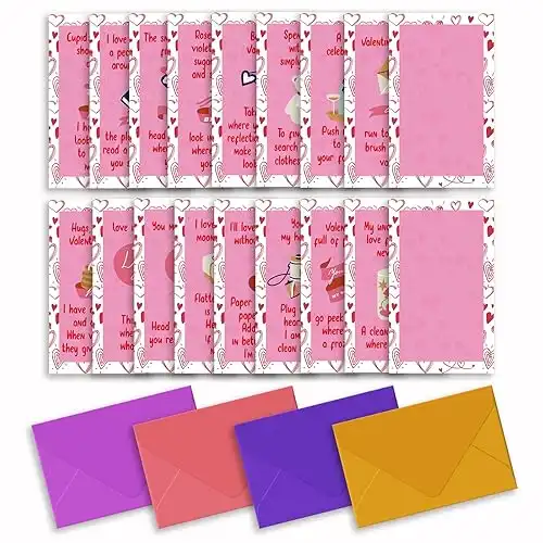 BEUFSE 18 Valentines Scavenger Hunt Clues Game Cards with Envelopes, Valentine's Day Treasure Hunt Clues Game Cards, Indoor Scavenger Hunt Clues, Valentine's Day Activities - qrjxbk001