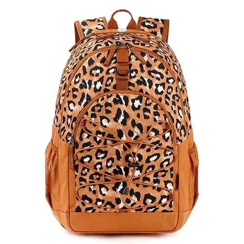 Choco Mocha Leopard Backpack for Teen Girls