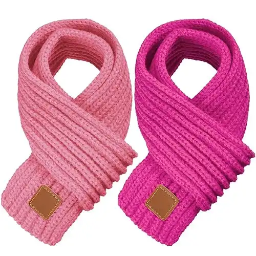 Zhanmai 2 Pcs Warm Kids Winter Knit Scarves Child Warm Scarf Neck Warmer for Toddlers Boys Girls