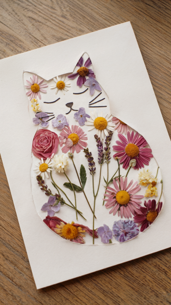 How to Create This Stunning Two-Layered Pressed Flower Cat