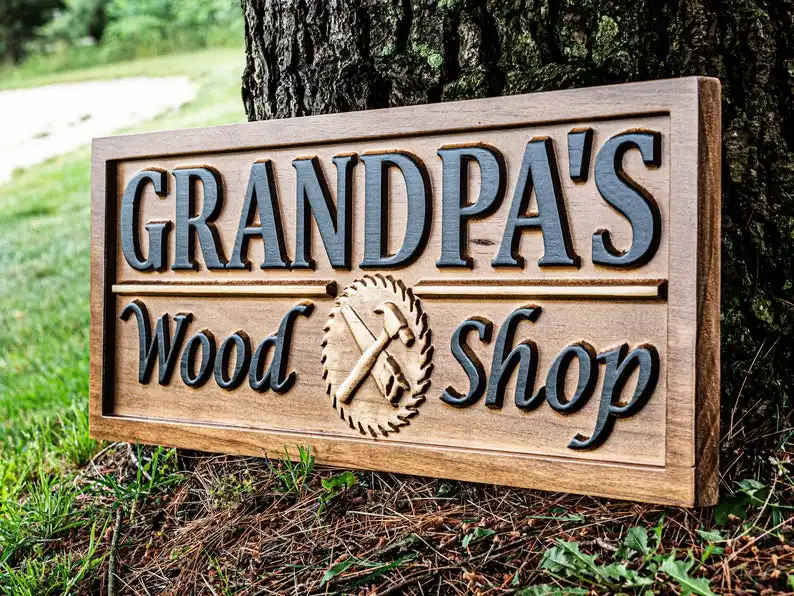 Custom Wooden Shop Sign | Wood Workshop Sign