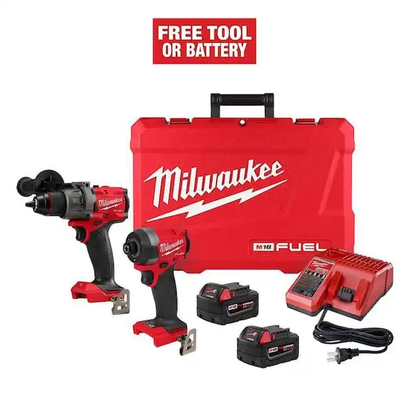 Milwaukee M18 FUEL 18V Lithium-Ion Brushless Cordless Hammer Drill and Impact Driver Combo Kit