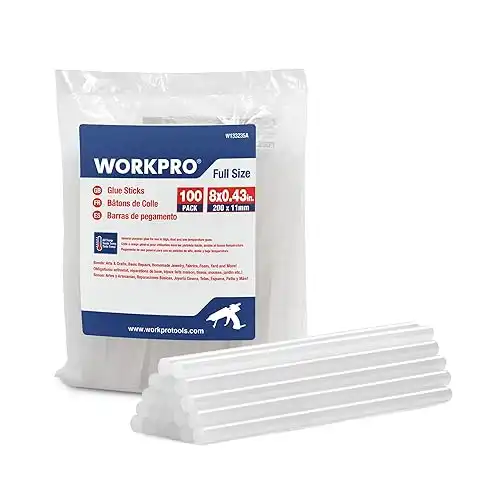 WORKPRO Full Size Hot Glue Sticks, 100-pack, 0.43x8 Inches