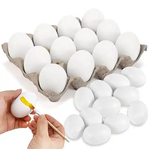 36ct Easter Unpainted White Eggs / Wooden Decorating for Kids and Adults