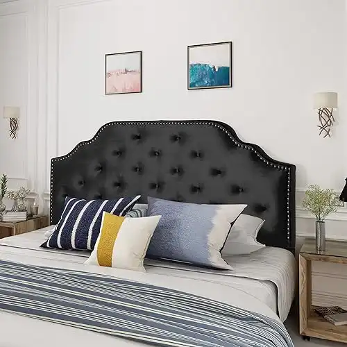 Christopher Knight Home Silas Velvet Headboard, Queen / Full, Black / Black