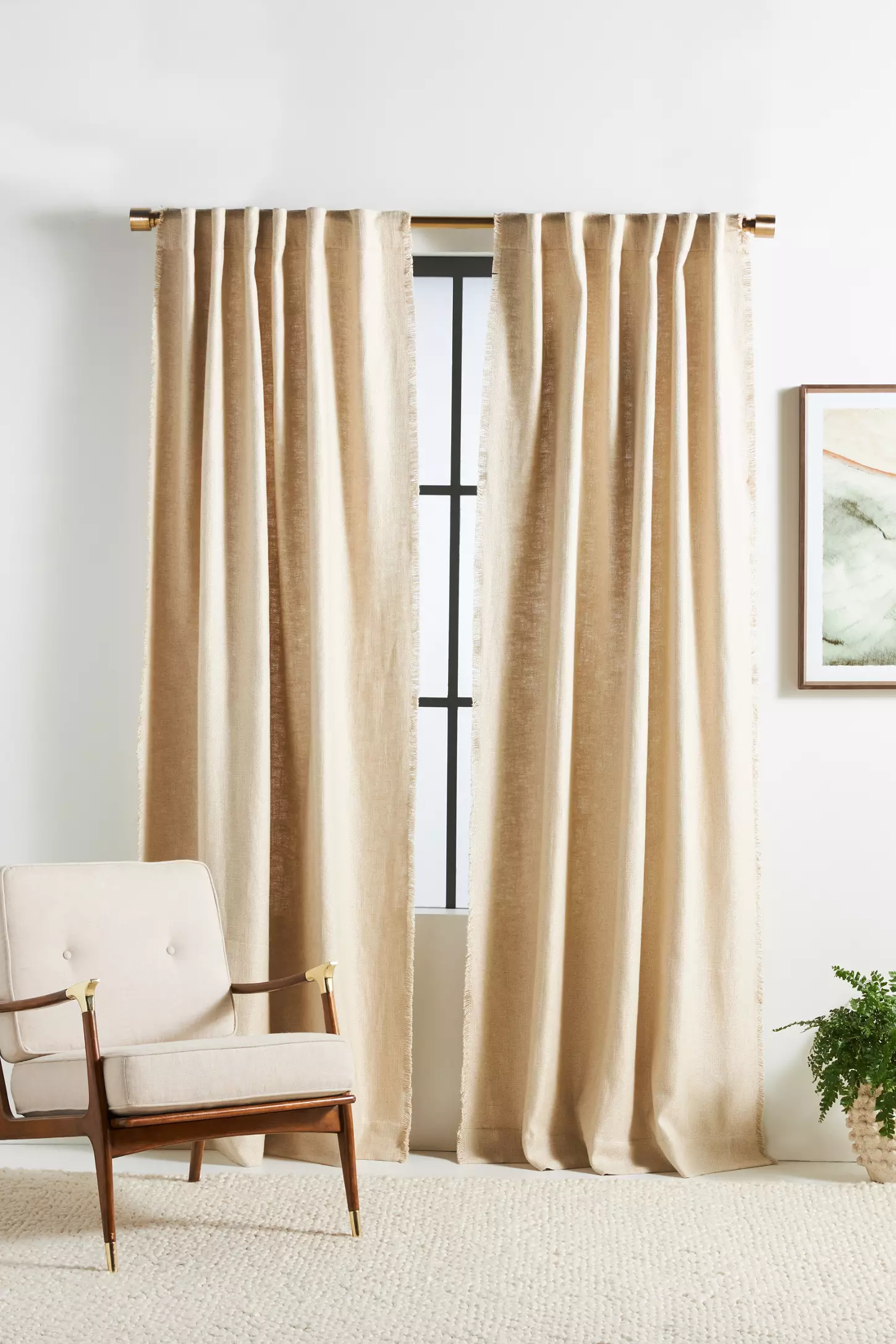 Luxe Linen Blend Woven Curtain by Anthropologie