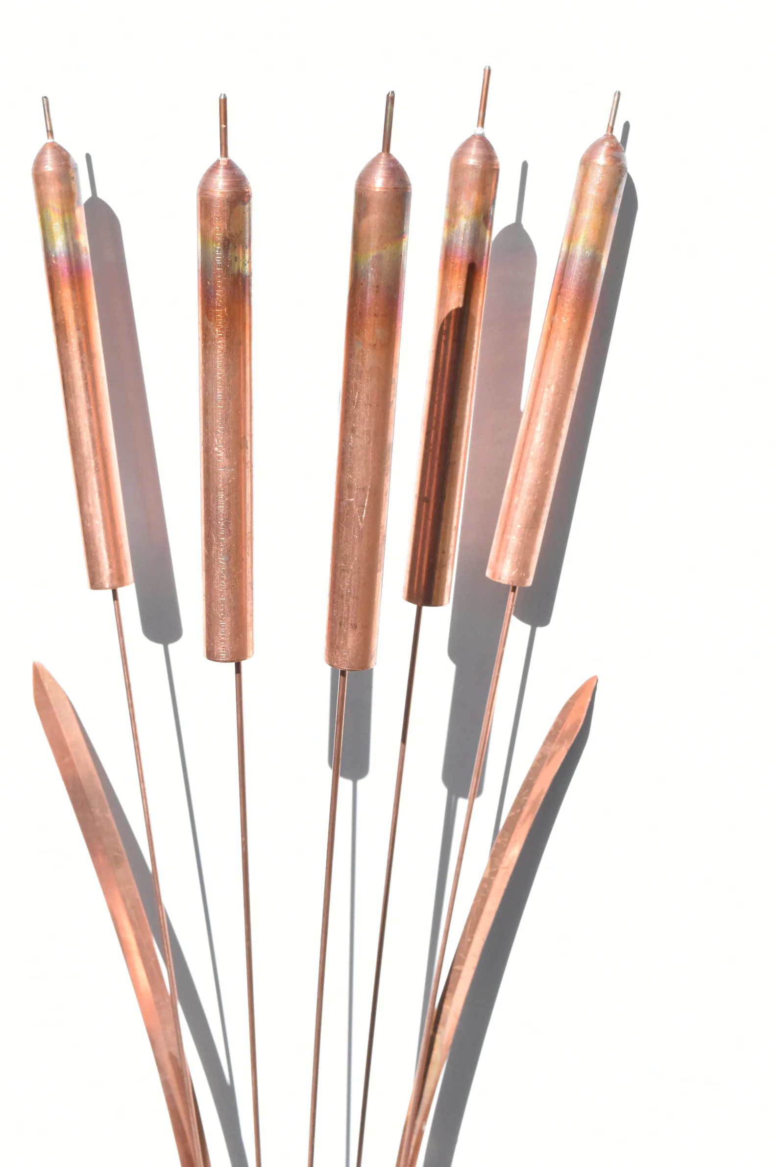 Copper Cattail Wind Chime Garden Stake